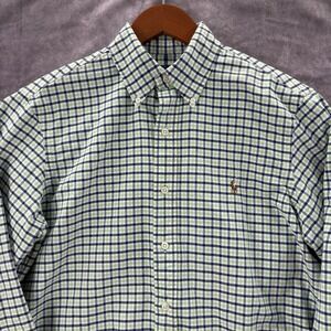 Ralph‎ Lauren Shirt Mens Medium Green Checkered Flesh Pony Preppy Long Sleeve